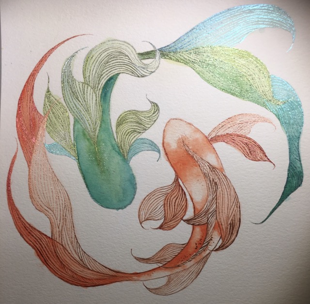 Poissons rouge et vert