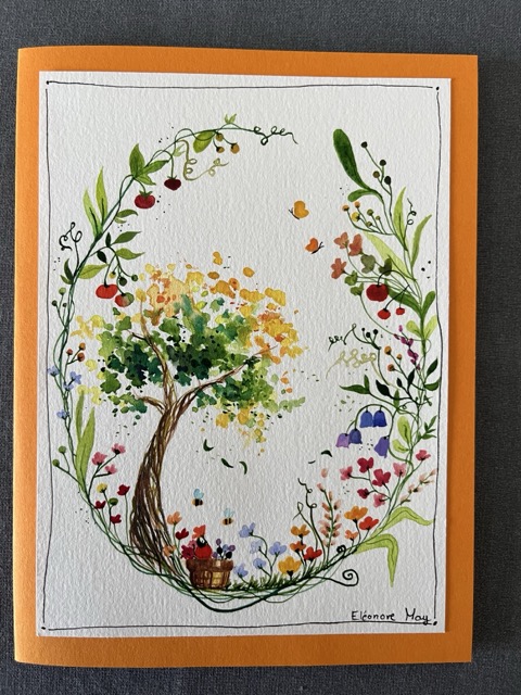 Arbre avec fleurs et panier